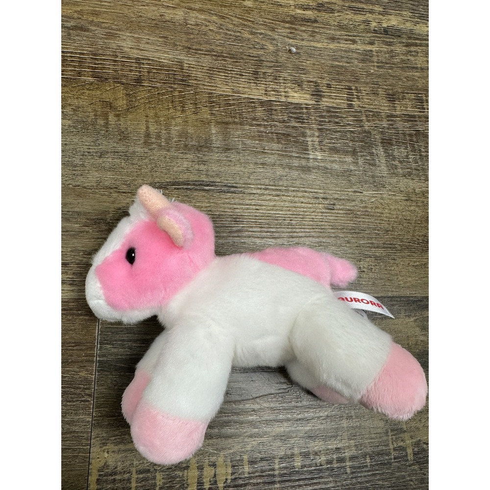 Aurora Pink and White Strawberry Cow Plush Stuffed Animal Floppy 8 inch 2021